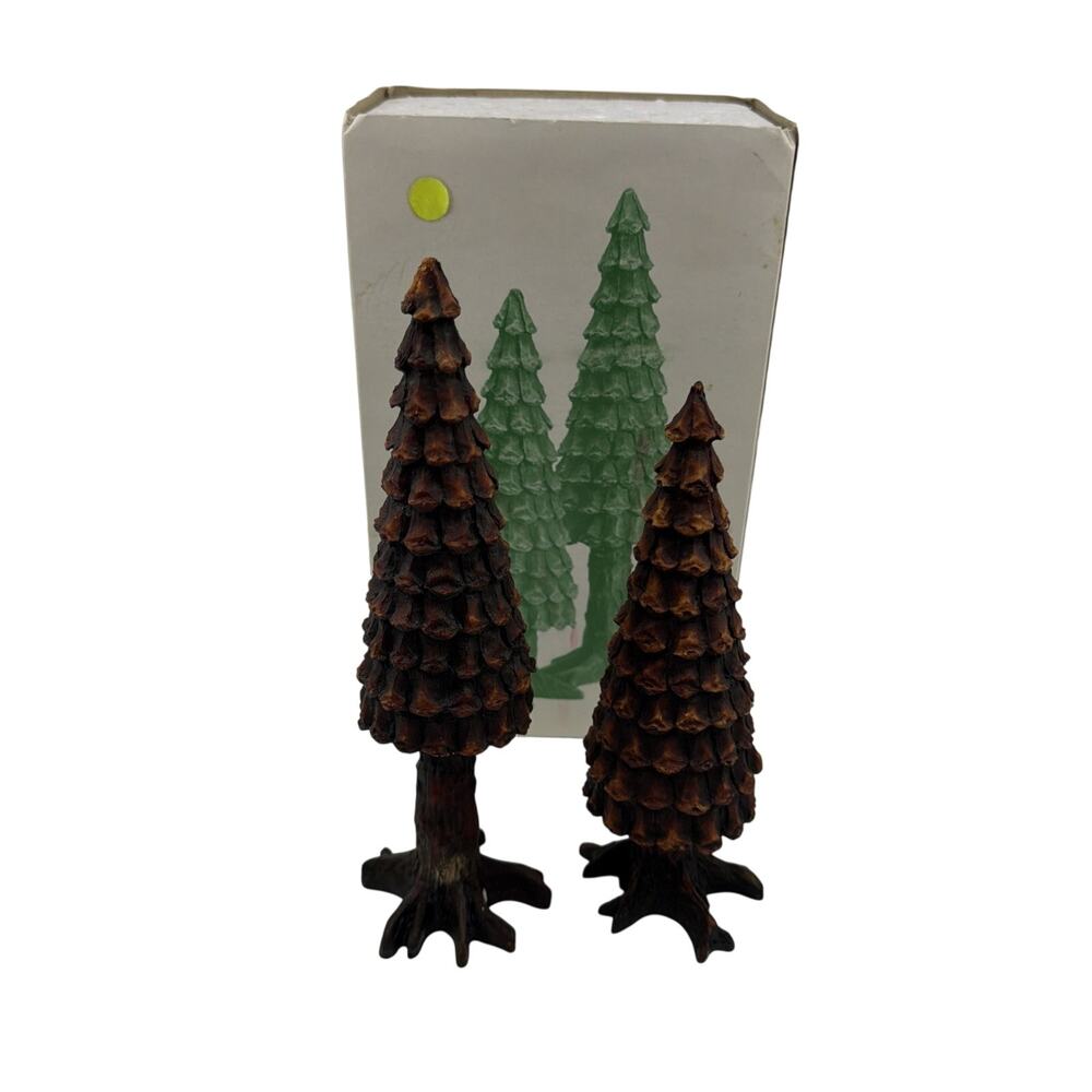 Dept 56 Village Pine Cone Trees Set of 2 Christmas Village Retired w/ Box
